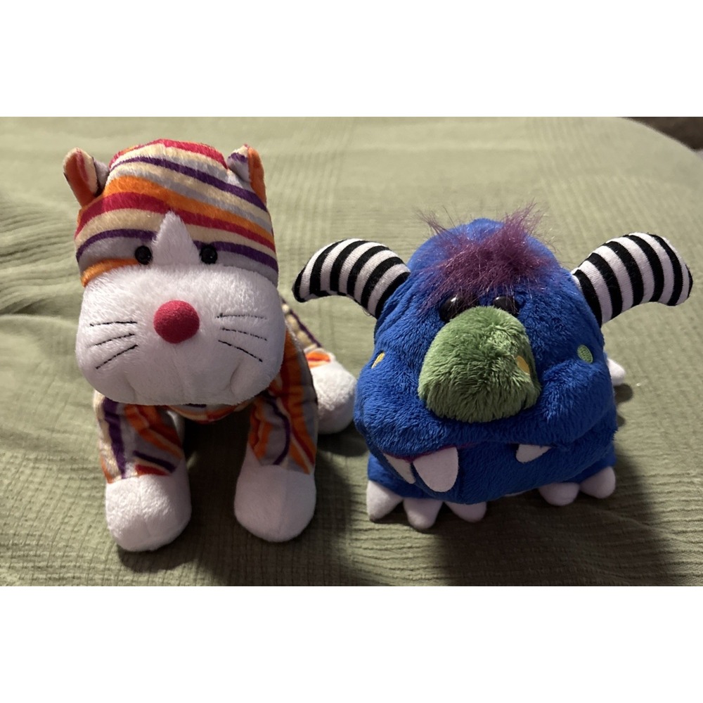 Ganz Webkinz Plush Bundle Striped Cheeky Cat and Blue Mazin Monster Mixed Lot